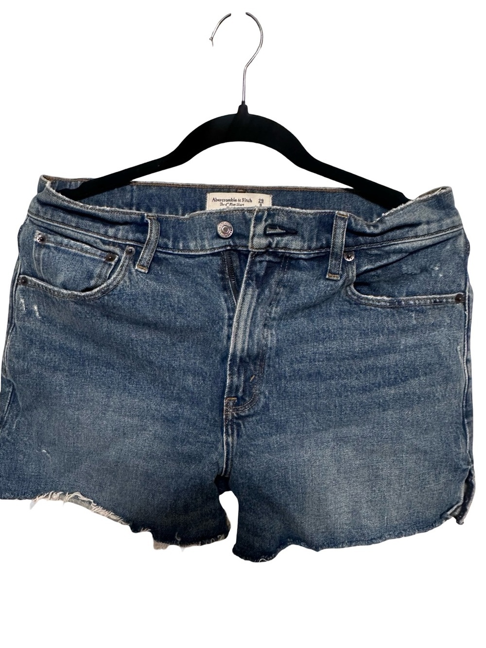 Abercrombie & Fitch High-Rise Mom Short in Blue Denim